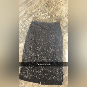 Black lace sequined skirt